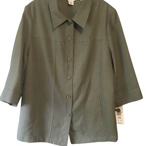 ALLISON DALEY II GREEN BLAZER JACKET 3/4 SLEEVES 20W NWT